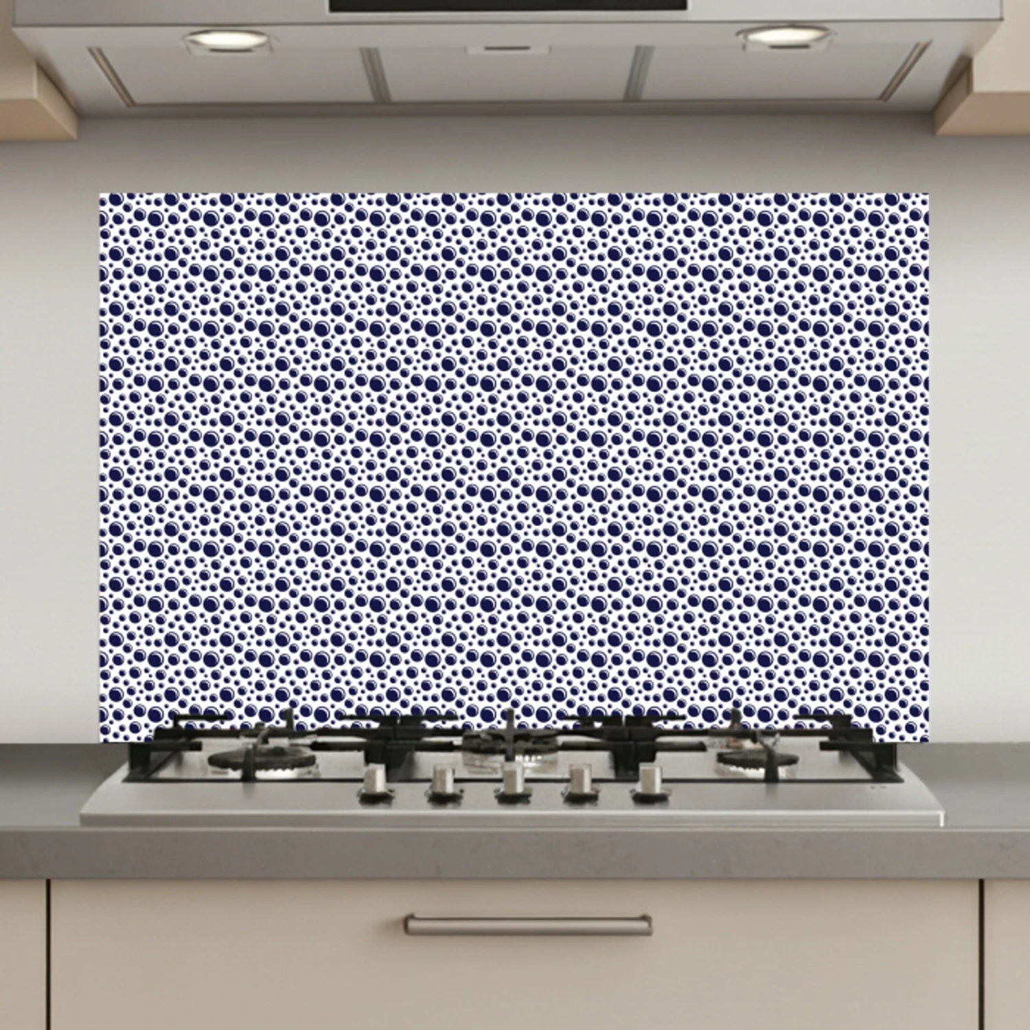 Oceaan - Bubbel - Blauw - Wit keuken achterwand spatscherm klein 900 -3d_website