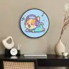 Corgi - Koptelefoon - Blauw - Muzieknoten Fotolijst rond zonder passe partout klein -sfeer1