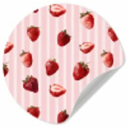 Strepen - Aardbei - Roze Wandcirkel behangsticker klein 186 -3d