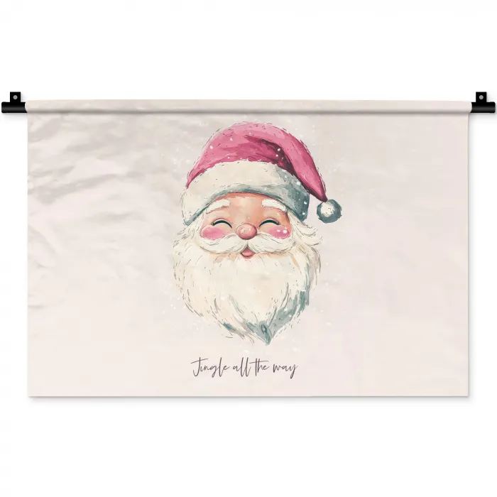 Kerstman - Kerst - Quote - Beige Wandkleed katoen klein -zz3d