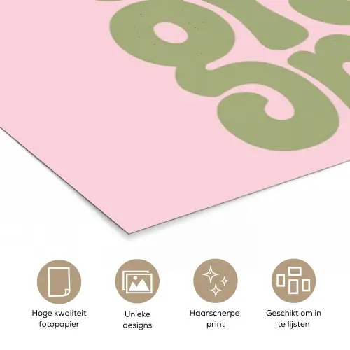Chase greatness - Groen - Roze - Retro poster papier klein -closeup_NL