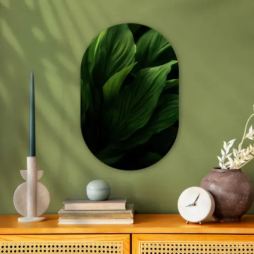 Bladeren - Schaduw - Groen - Textuur Wandcirkel Ovaal Forex klein -sfeer2