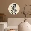 Minimalistisch - Tak - Bladeren - Zwart Wandcirkel behangsticker klein -sfeer1