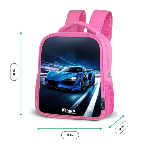 Blauwe blitz Kinderrugzak - Roze middel -productfoto_formaten