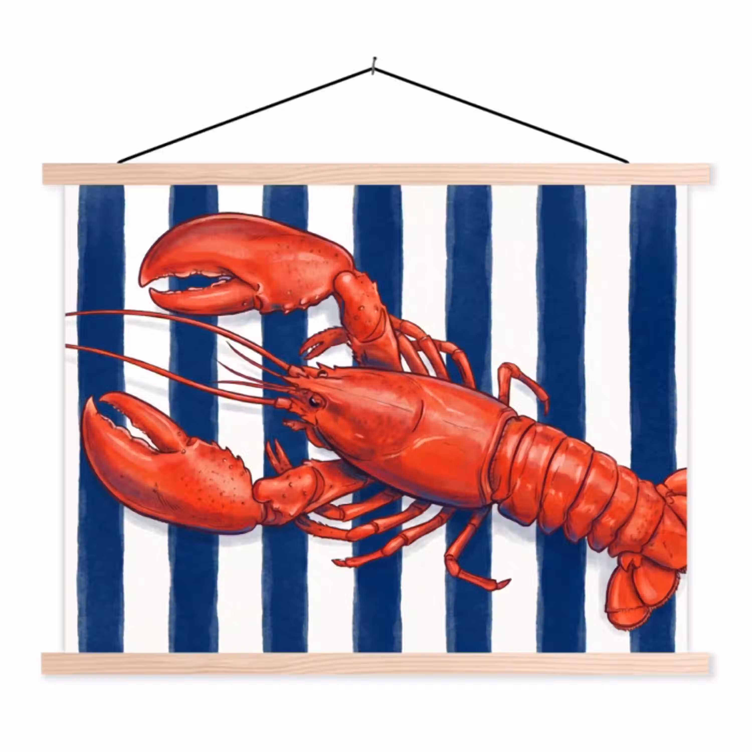 Schaaldier - Kreeft - Marine - Illustratie - Rood textielposter latten blank klein -3d