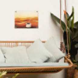 Koffie - Landschap - Oranje - Koffiebonen tuinposter los doek klein -sfeer7