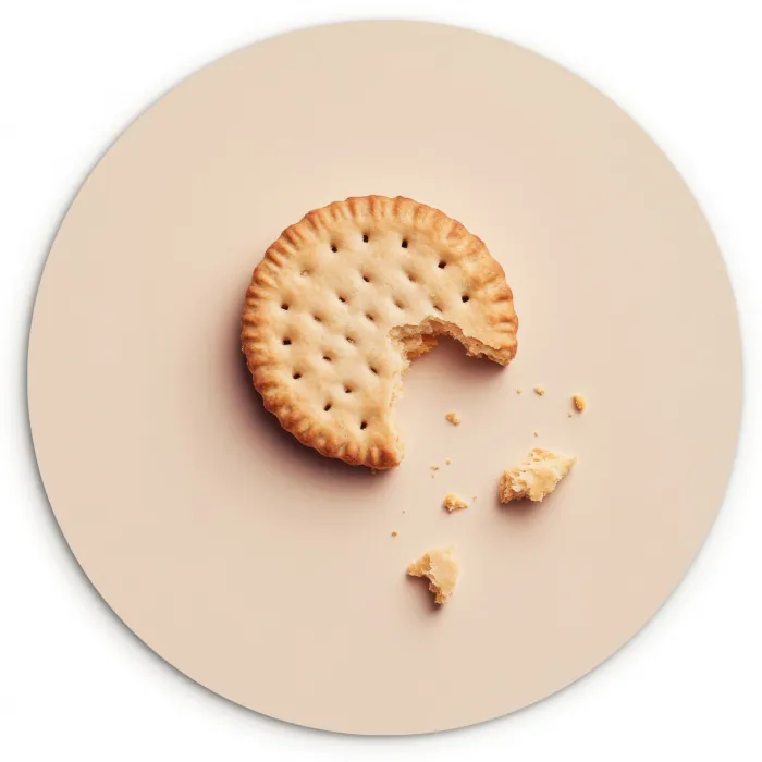 Koekje - Kruimels - beige Wandcirkel plexiglas klein -3d