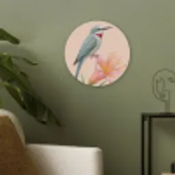 Vogel - Bloem - Natuur - Roze Akoestische PET Vilt - Rond klein -sfeer2