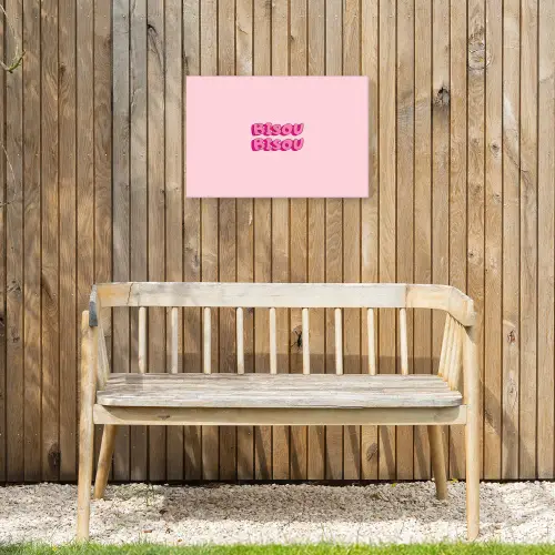 Bisou - Roze - Schaduw Tuinposter op houten frame 2 cm dik klein -sfeer4