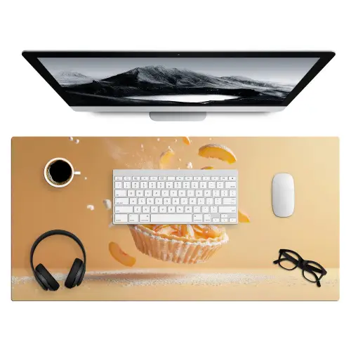 Peach - Eten - Taart - Oranje Muismat XXL klein -3d