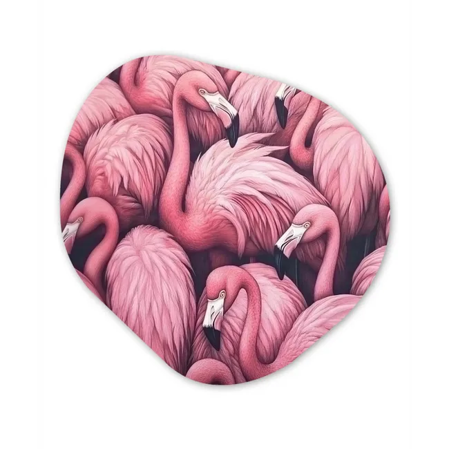 Flamingo - Roze - Dieren Wandcirkel Organisch Forex 3mm klein -3d