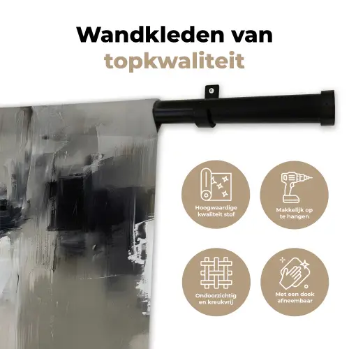 Kleurenpalet - Penseelstreken - Beige - Nevelig Wandkleed katoen klein -sfeer2