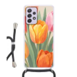 Tulpen - Abstract - Kleurrijk Hoesje Samsung Galaxy A52 5G met koord klein -3d