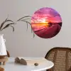 Steiger - Water - Zon - Roze - Horizon Wandcirkel behangsticker klein -sfeer3