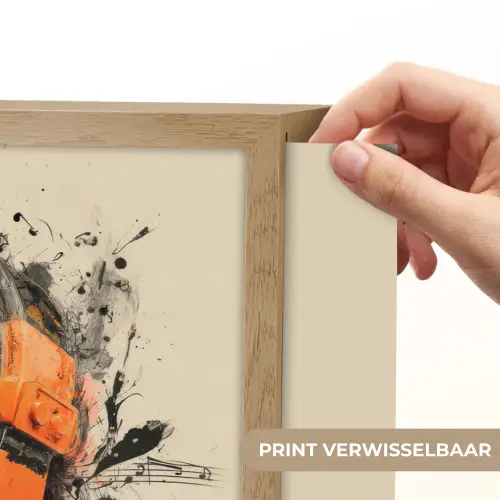 Koptelefoon - Oranje - Explosief Light Box met batterij (Wandlamp) middel -USP_websiteprintNL