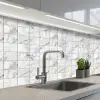 Marmer -  Tegels - Grijs - Wit keuken achterwand 2 middel 871 -3d_schuin