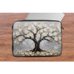 Boom - Bloemen - Natuur - Abstract - Wit laptophoes neopreen klein -tafel