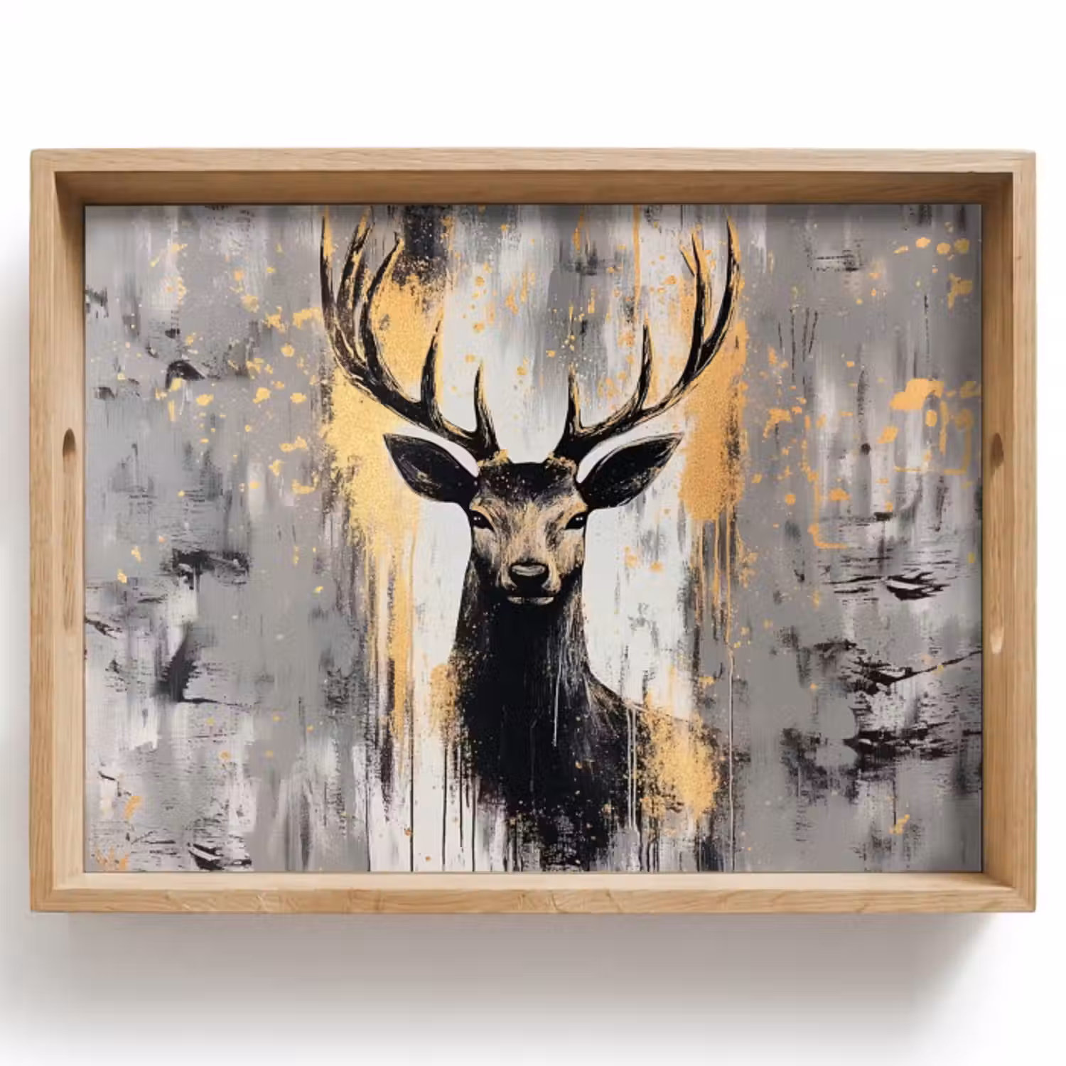 Tablett - Abstrakt - Hirsch - Geweih - Gold
