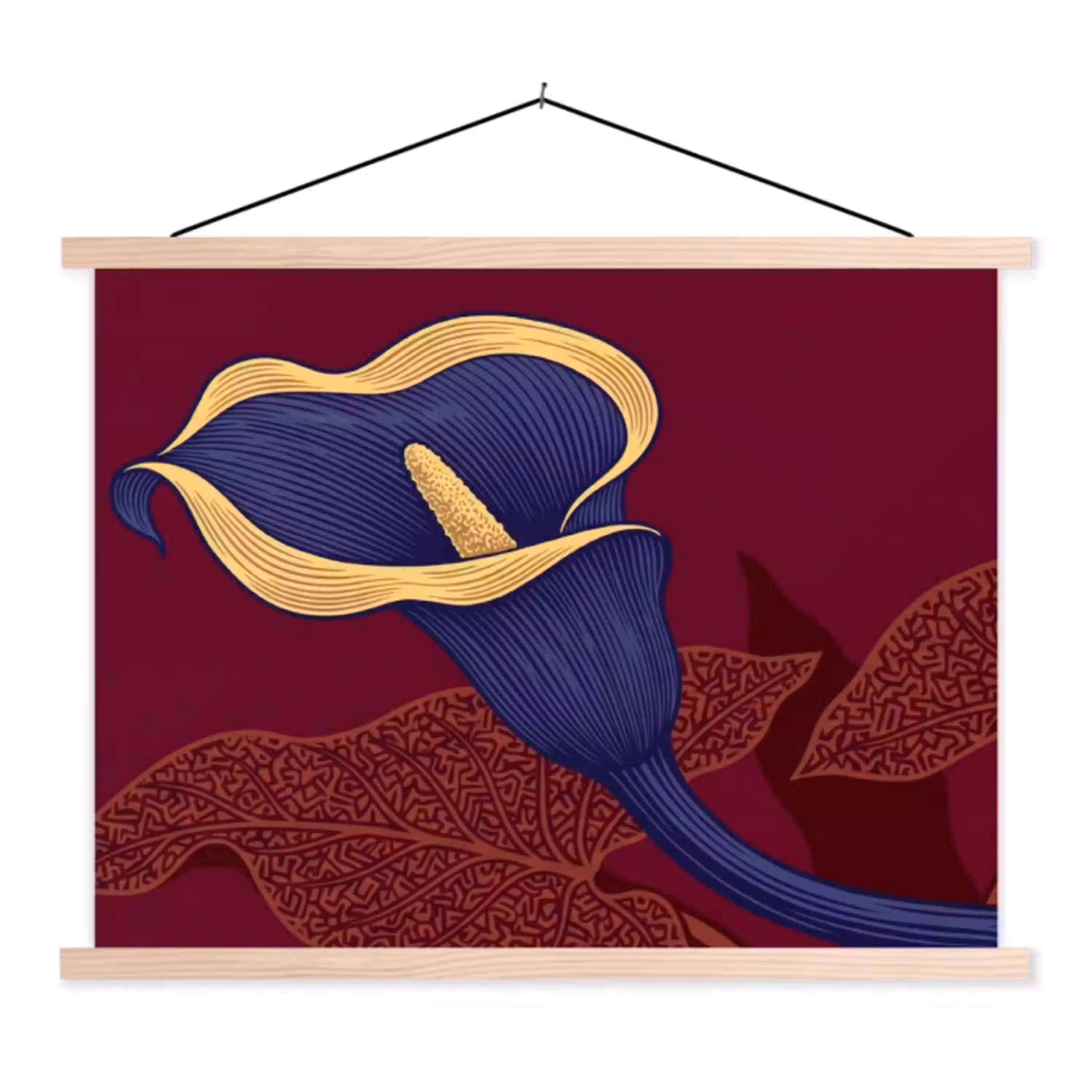 Bloemen - Modern - Paars textielposter latten blank klein -3d