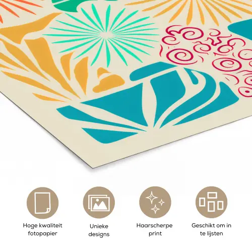 Kleurrijk - Abstract - Bloemen - Patronen poster papier klein -closeup_NL