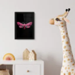 Vlinder - Roze - Nachtvlinder fotolijst zwart zonder passe partout klein -usfeer4_kinderkamer