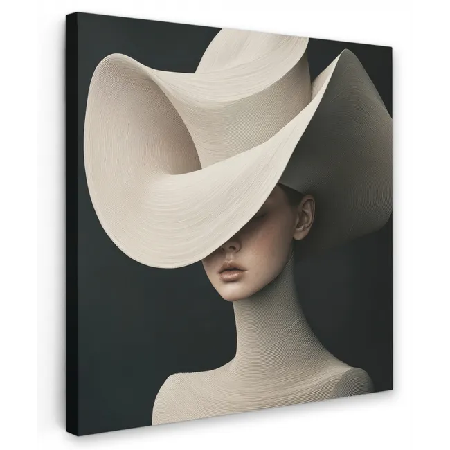 Vrouw - Golvende - Hoed Tuinposter op houten frame 2 cm dik klein -3d