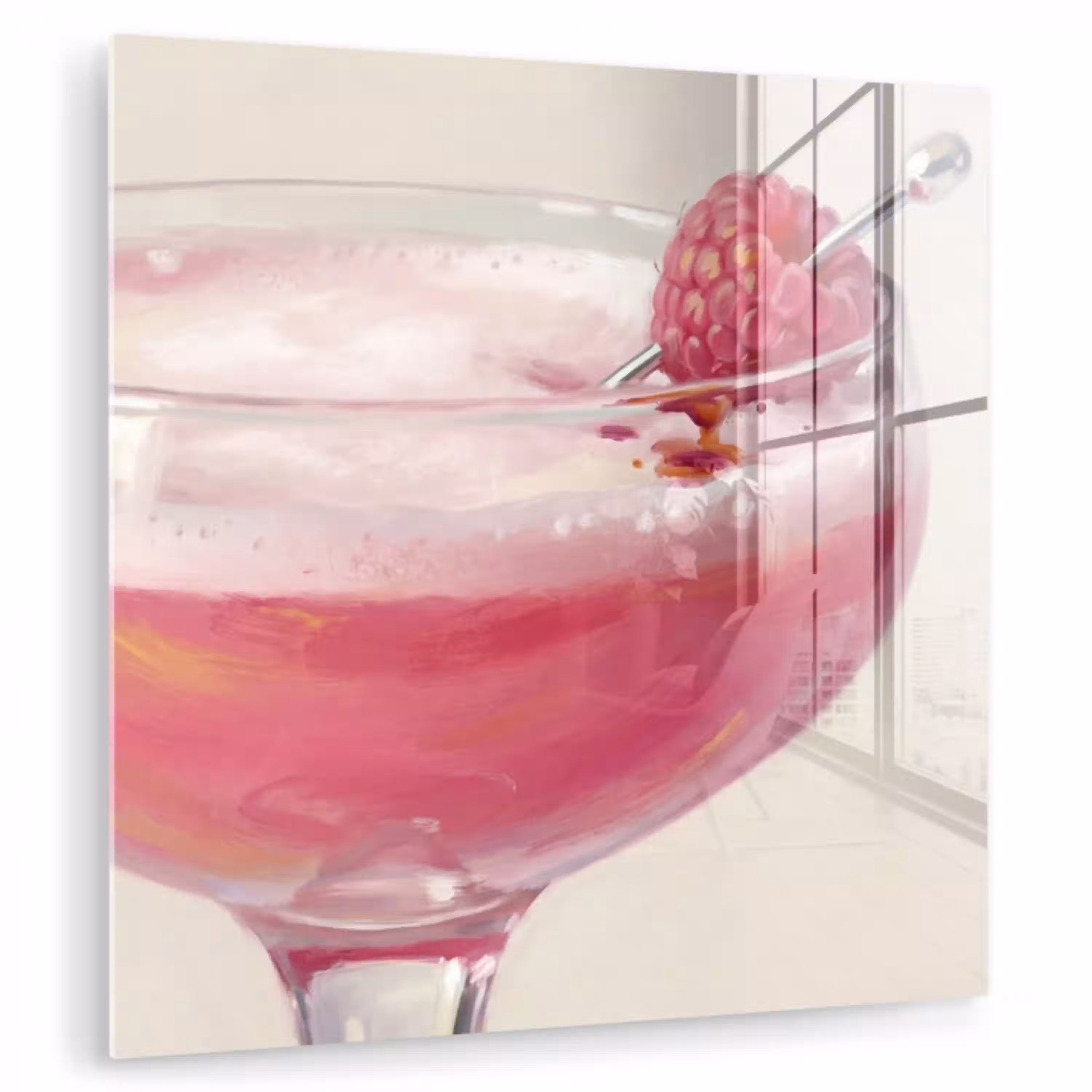 Cocktail - Framboos - Drank - Modern - Roze plexiglas 5mm klein -zzzproduct_nieuw
