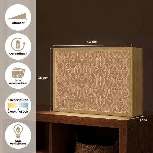 Bruin - Roze - Geometrisch - Patroon Light Box met batterij (Wandlamp) middel 907 -USP_websiteoverzichtNL