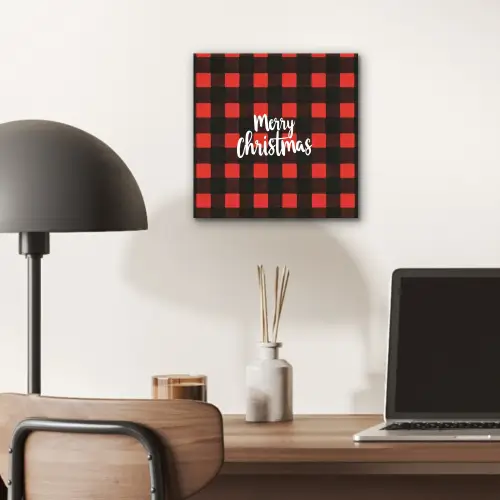 Geruit - Rood - Tekst - Christmas aluminium wit klein -sfeer5