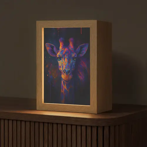 Giraffe - Gekleurd - Verfspatten Light Box met kabel (Tafellamp) klein -z3d_website