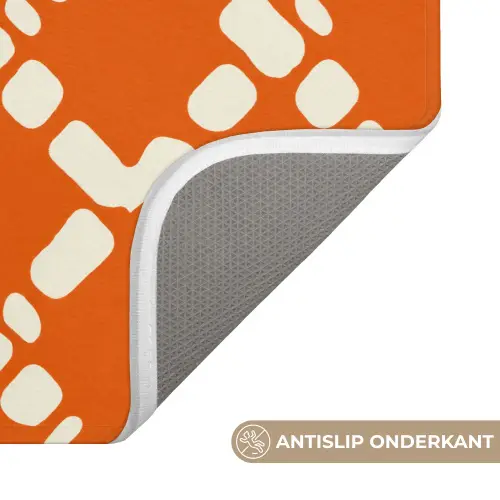 Oranje - Ruitpatroon - Wit Badmat klein 997 -USP_AntislipNL