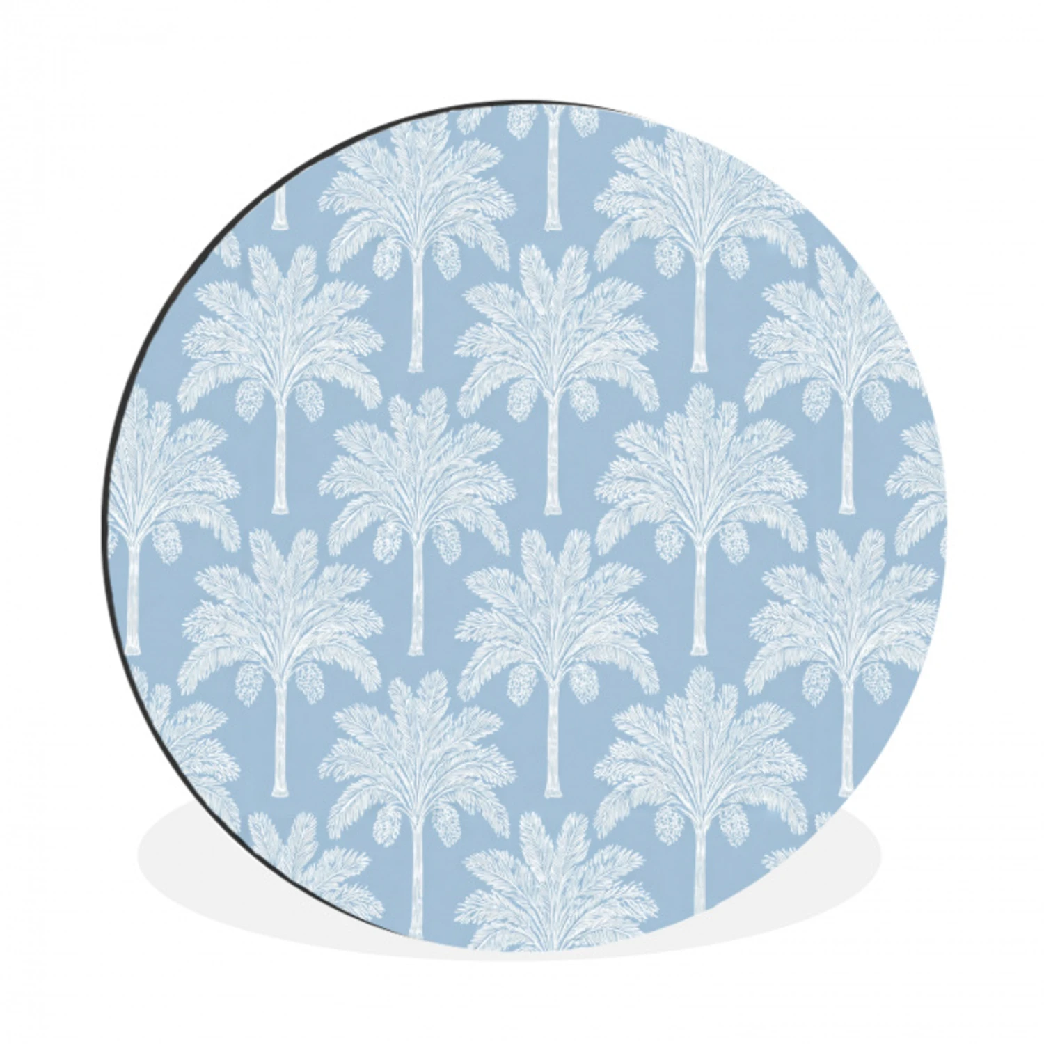Palmboom - Modern - Blauw Wandcirkel aluminium klein 190 -3d