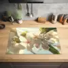 Bloesems - Wit - Zonnestralen -  Bloemblaadjes Inductie beschermer vinyl 3mm klein -sfeer5