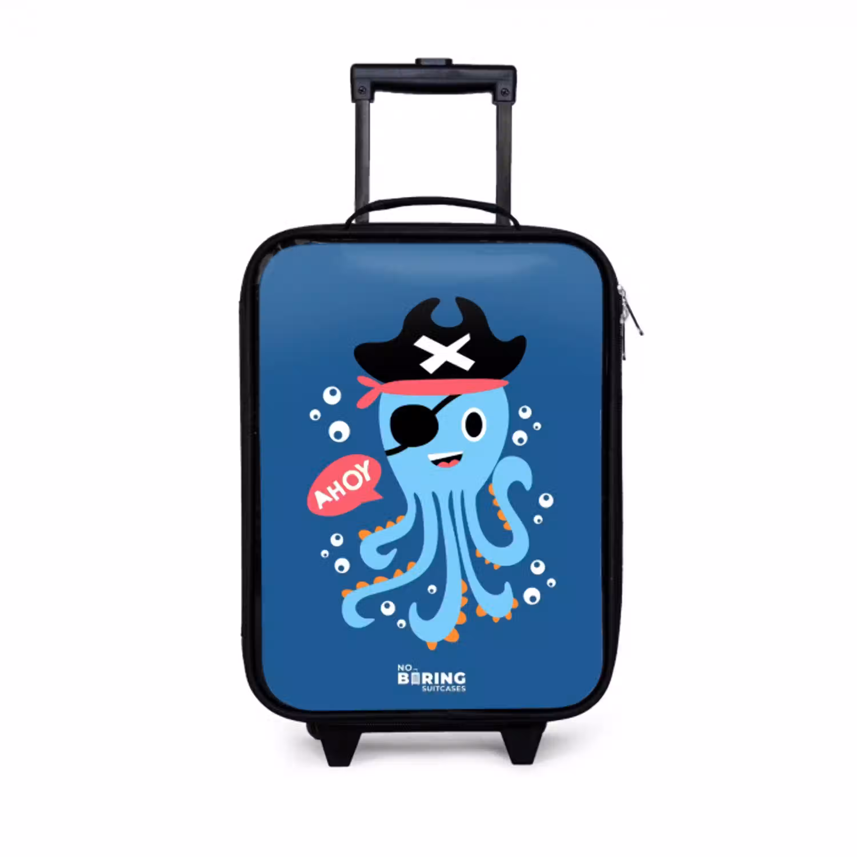 Piraten octopus met een hoed Kinderkoffer - Zwart klein -3d
