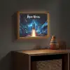 Raket - Ruimte - Blauw - Licht Light Box met batterij (Wandlamp kind) middel -sfeer5_kind
