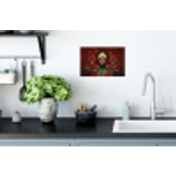 Bloemen - Dieprood - Zonnebril - Vrouw Muursticker klein -keuken