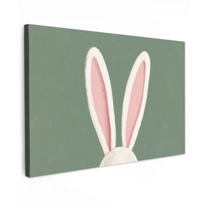 Hazen - Oren - Roze Tuinposter op houten frame 2 cm dik klein -3d