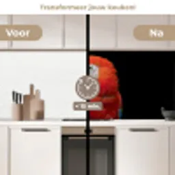 Ara - Portret - Rood keuken achterwand 2 middel -voor-na2_NL
