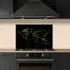 Gouden wereldkaart op een zwarte achtergrond keuken achterwand spatscherm klein -sfeer1