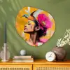 Vogel - Vrouw - Abstract - Bloem Wandcirkel Organisch Plexiglas middel -sfeer2