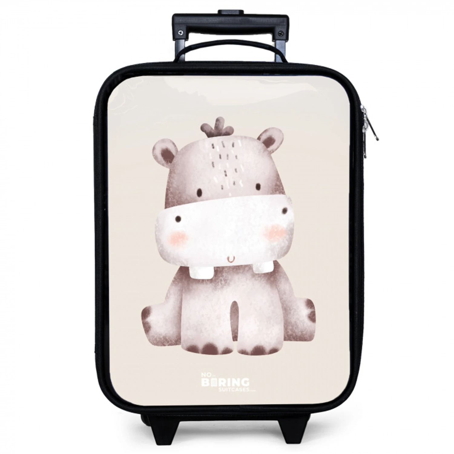 Nijlpaard op beige achtergrond illustratie Kinderkoffer - Zwart klein -zzz_website3d