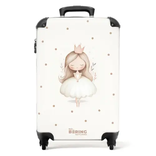 Ballerina prinses tussen beige stippen NBS - Handbagage koffer - Kinderen Unisex middel -productfoto_recht