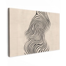 Lijnen - Abstract - Golvend - Zwart Tuinposter op houten frame 2 cm dik klein -3d