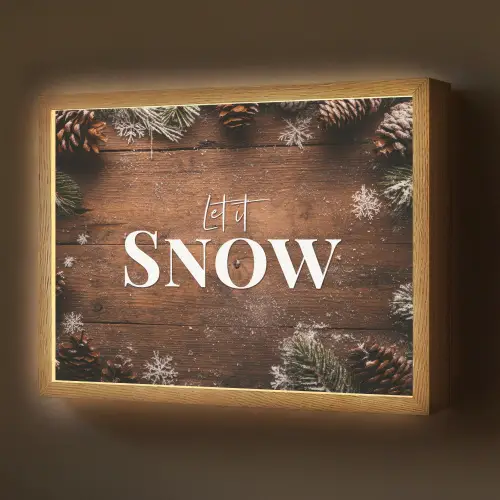 Sneeuw - Houtlook - Quote - Let it snow Light Box met batterij (Wandlamp) middel -z3d_website