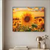 Zonnebloem - Bloemen - Geel - Bloemenveld met zonnebloemen Textielframe zwart klein -sfeer2