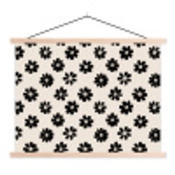 Grafisch - Madeliefjes - Zwart - Beige textielposter latten blank klein 122 -3d