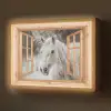 Doorkijk - Paard - Wit - Winter - Sneeuw - Dieren Light Box met batterij (Wandlamp) middel -z3d_website