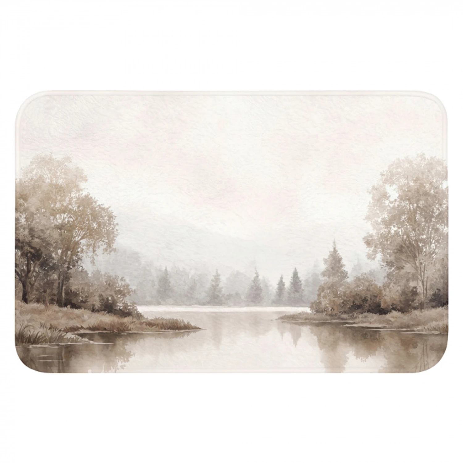 Rivierlandschap - Minimalistisch - Aardetinten Badmat klein -3d
