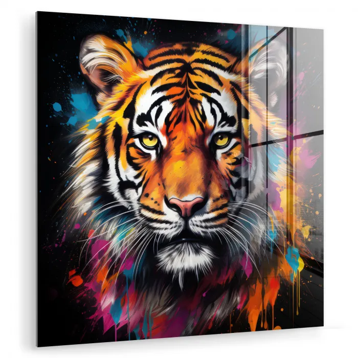 Tijger - Graffiti - Dieren - Zwart plexiglas 5mm klein -zzzproduct_nieuw