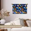 Bloemen - Patroon - Blauw - Contrast Wandkleed katoen klein -sfeer1
